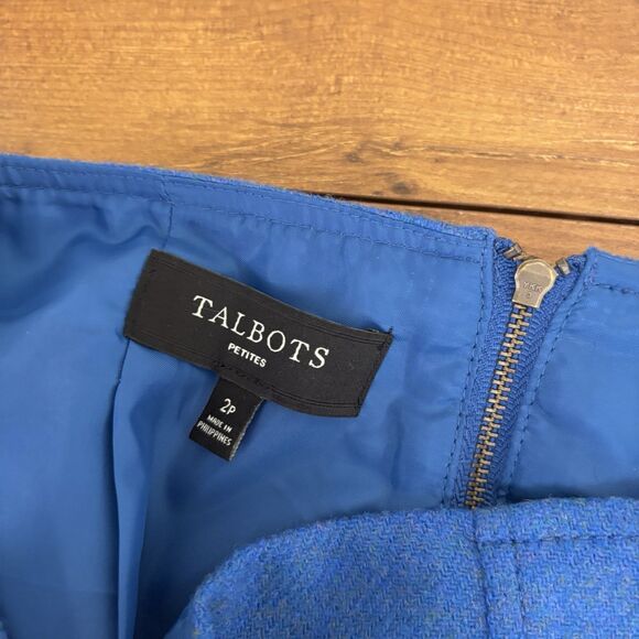 Talbots Womens 2P Cobalt Blue Straight Wool Blend Pencil Skirt - Picture 5 of 6